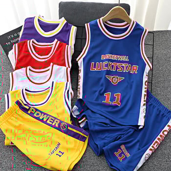 Nyári gyerek kosárlabda szett — ujjatlan mellény, gyorsan száradó poliészter, uniszex gyerekeknek, felszerelés kosárlabdához