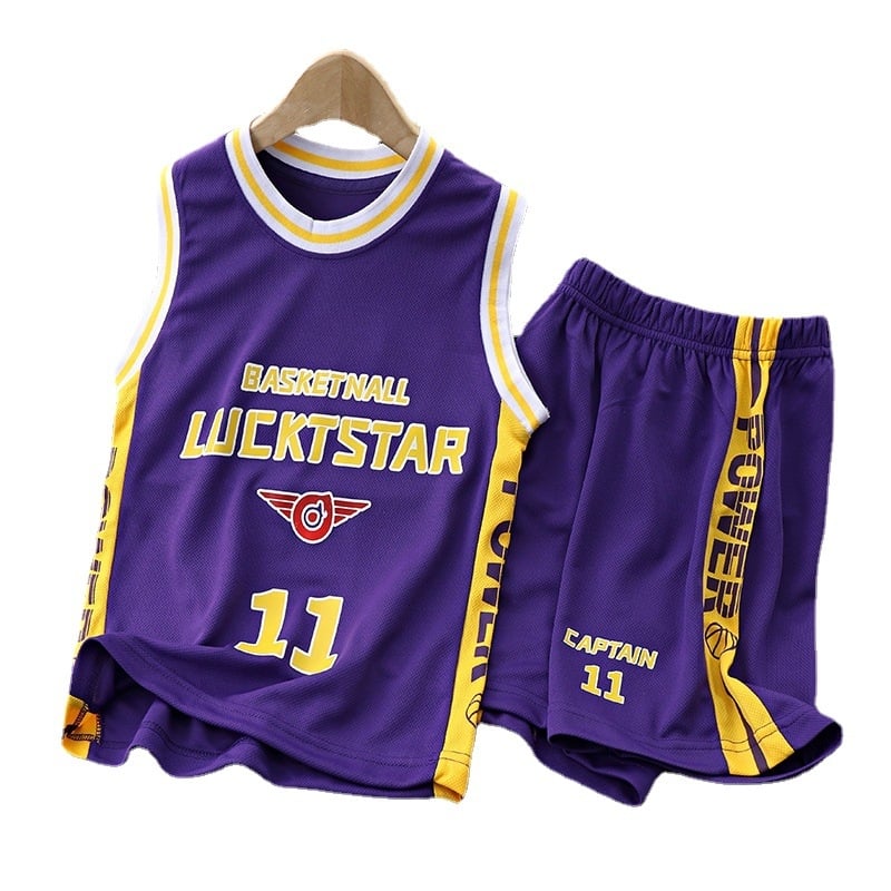 Nyári gyerek kosárlabda szett — ujjatlan mellény, gyorsan száradó poliészter, uniszex gyerekeknek, felszerelés kosárlabdához