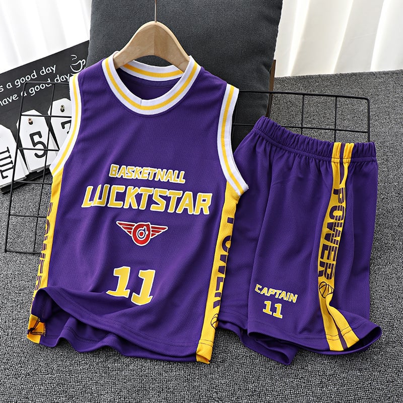 Nyári gyerek kosárlabda szett — ujjatlan mellény, gyorsan száradó poliészter, uniszex gyerekeknek, felszerelés kosárlabdához