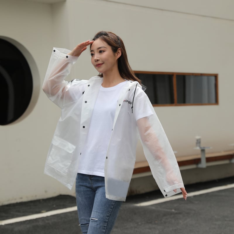 Разделен дъждобран и дъждовни панталони от вафелено EVA платно, водоустойчив, дебелина 0,22 мм, за походи