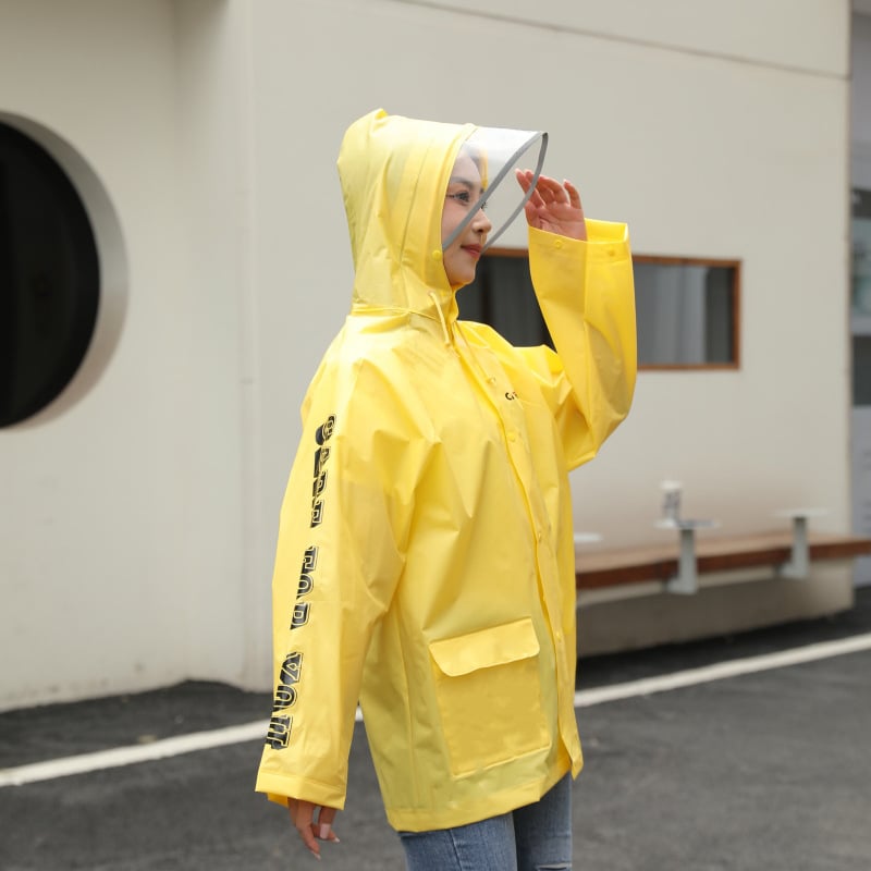 Разделен дъждобран и дъждовни панталони от вафелено EVA платно, водоустойчив, дебелина 0,22 мм, за походи