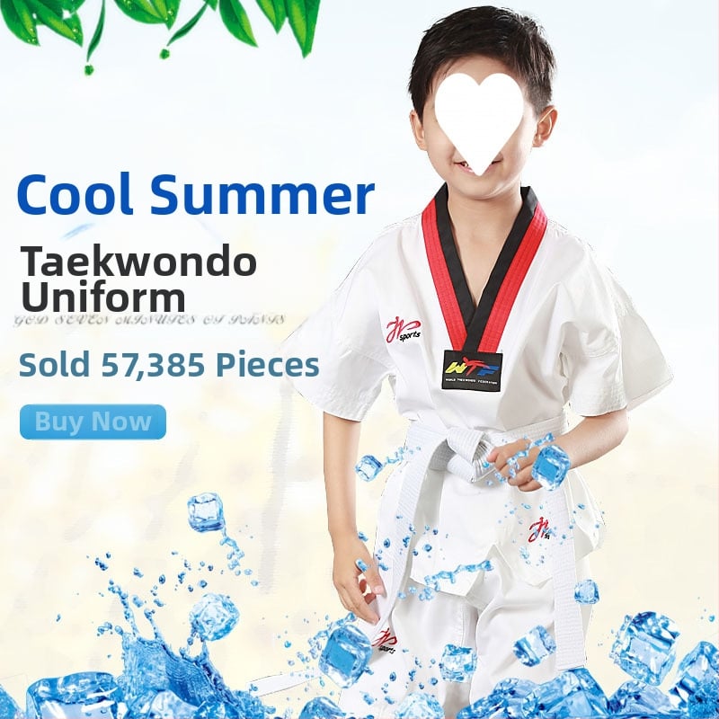 Costum Taekwondo pentru copii, vară, top cu mânecă scurtă și pantaloni scurți, țesătură din bumbac 91–95% bumbac, căptușeală din bumbac 91–95%, imprimeu