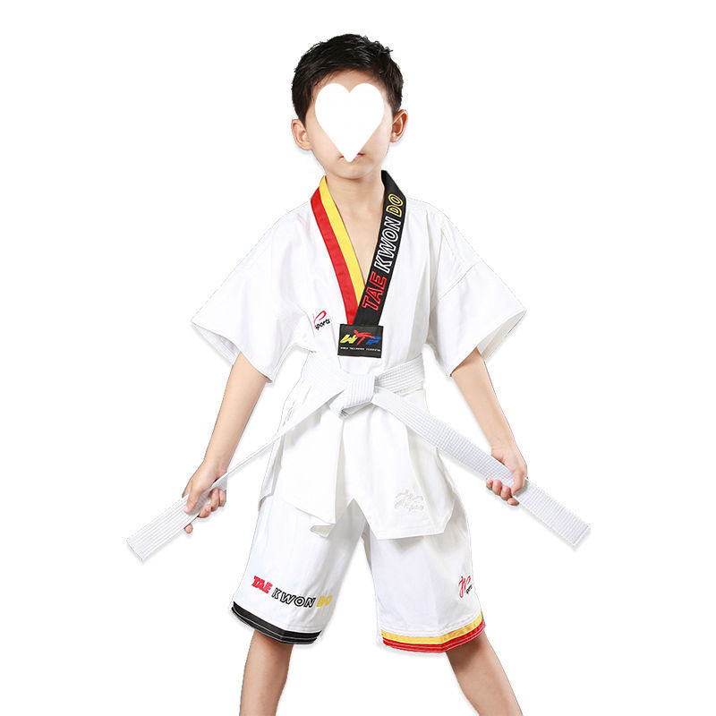 Costum Taekwondo pentru copii, vară, top cu mânecă scurtă și pantaloni scurți, țesătură din bumbac 91–95% bumbac, căptușeală din bumbac 91–95%, imprimeu