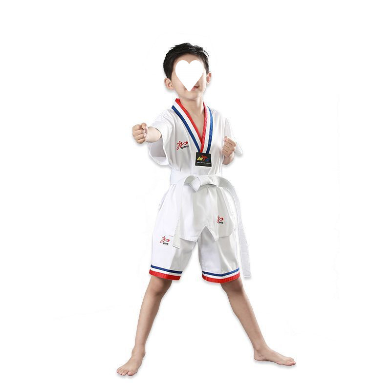 Costum Taekwondo pentru copii, vară, top cu mânecă scurtă și pantaloni scurți, țesătură din bumbac 91–95% bumbac, căptușeală din bumbac 91–95%, imprimeu