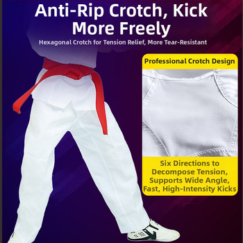 Pantaloni de antrenament Taekwondo, țesătură din bumbac respirabilă, model carouri și puncte, căptușeală bumbac 80%, toleranță 0,3