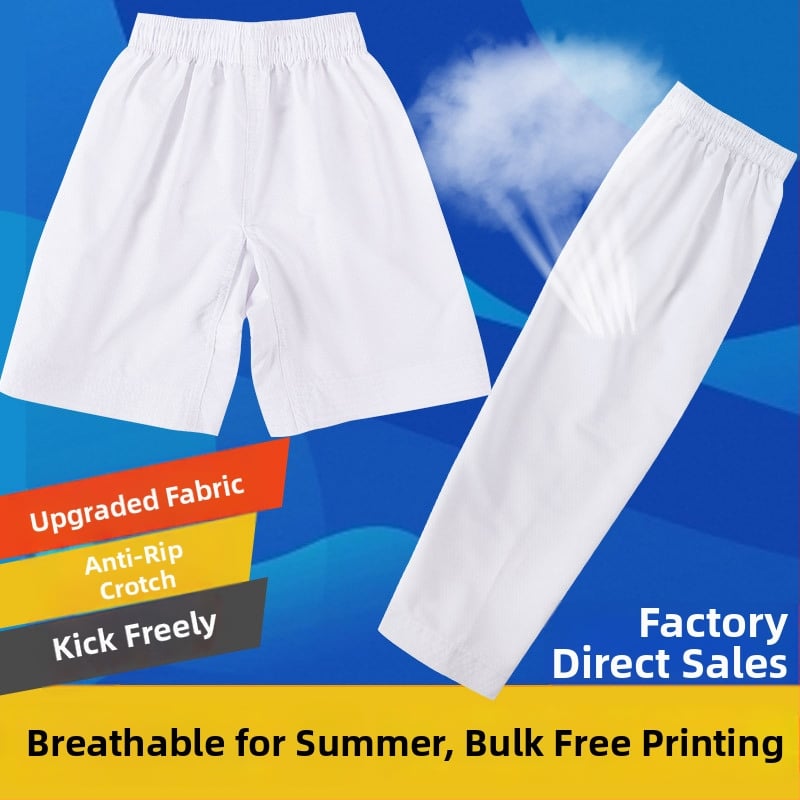 Pantaloni de antrenament Taekwondo, țesătură din bumbac respirabilă, model carouri și puncte, căptușeală bumbac 80%, toleranță 0,3