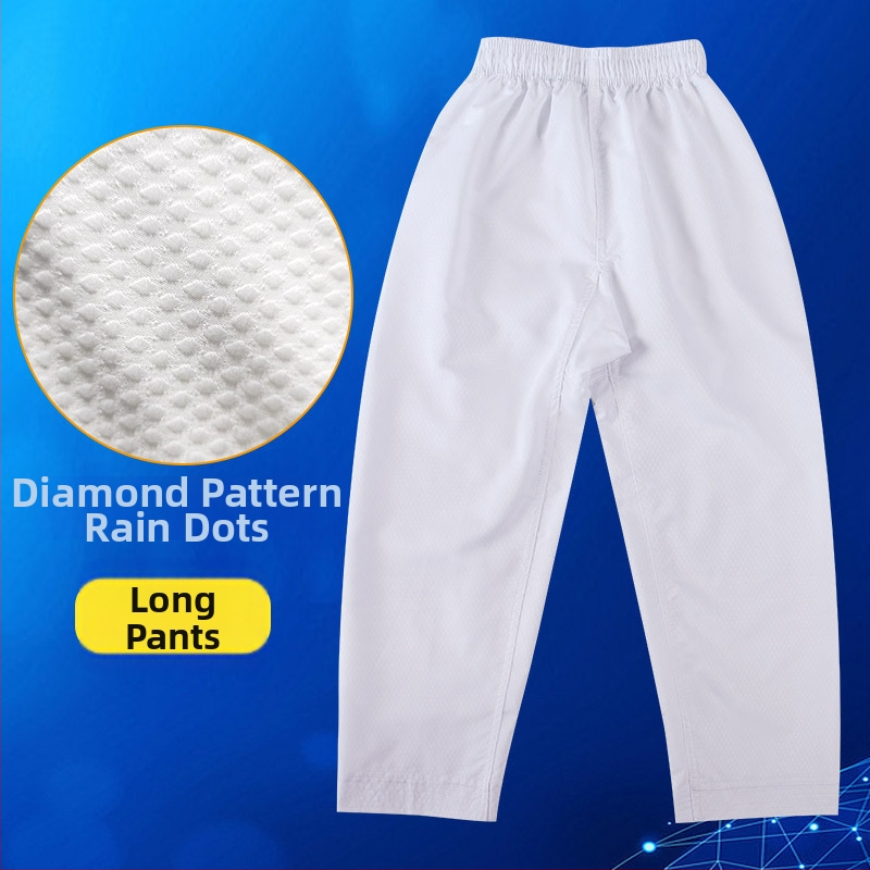 Pantaloni de antrenament Taekwondo, țesătură din bumbac respirabilă, model carouri și puncte, căptușeală bumbac 80%, toleranță 0,3