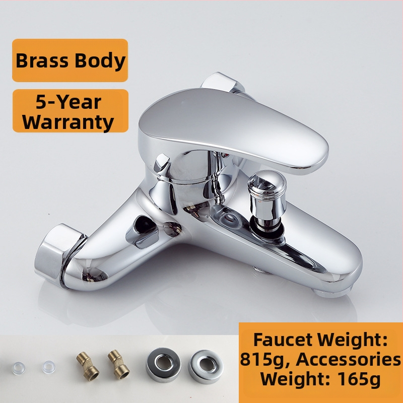 Τριπλός μίκτης μπάνιου ζεστό-κρύο, ορειχάλκινο σώμα, κεραμικός μηχανισμός βαλβίδας, χειροκίνητη εγκατάσταση