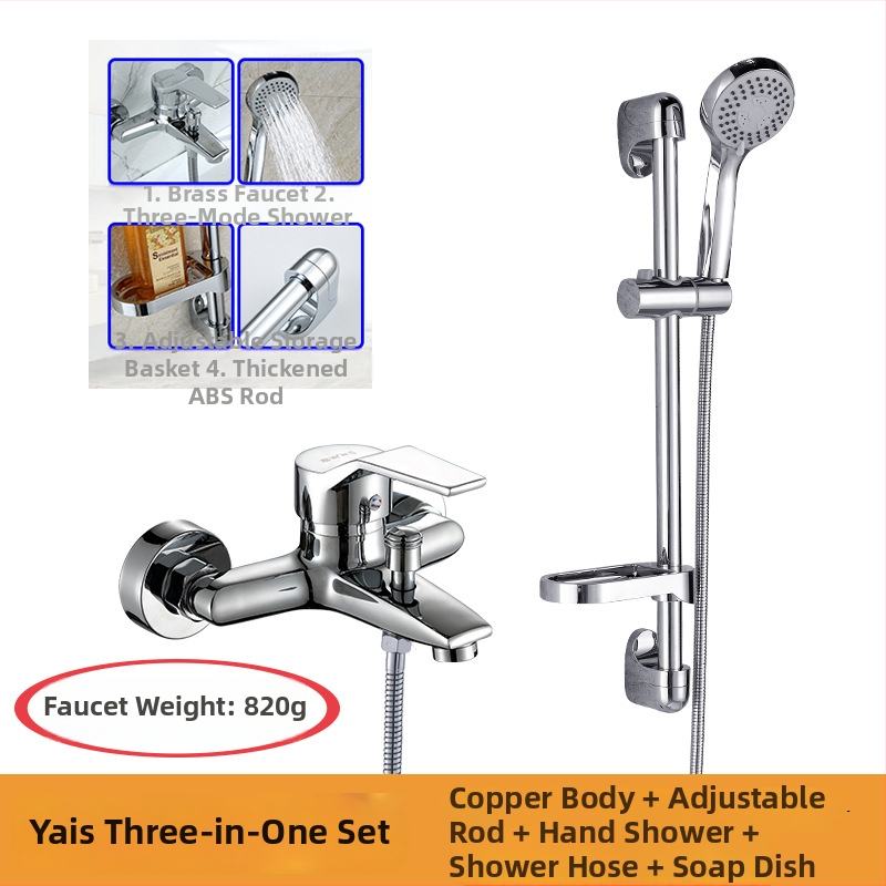 Τριπλός μίκτης μπάνιου ζεστό-κρύο, ορειχάλκινο σώμα, κεραμικός μηχανισμός βαλβίδας, χειροκίνητη εγκατάσταση