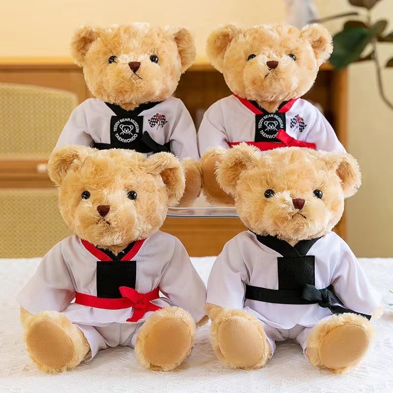 Taekwondo medvjed – plišana lutka, punilo PP pamuk, prilagodba logotipa OEM, za dobnu skupinu 15-35