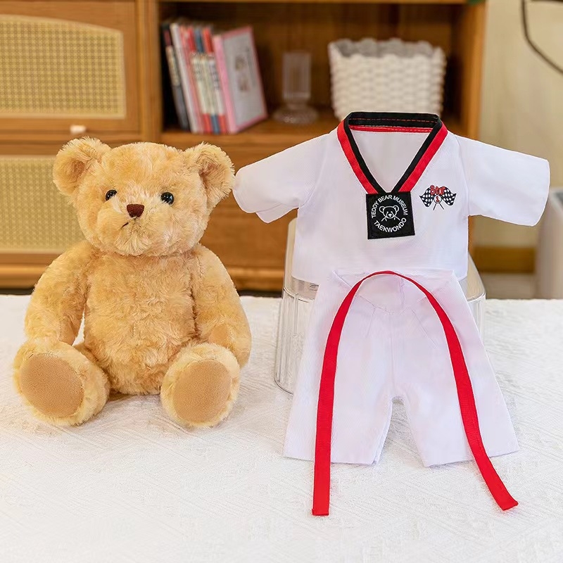 Taekwondo medvjed – plišana lutka, punilo PP pamuk, prilagodba logotipa OEM, za dobnu skupinu 15-35