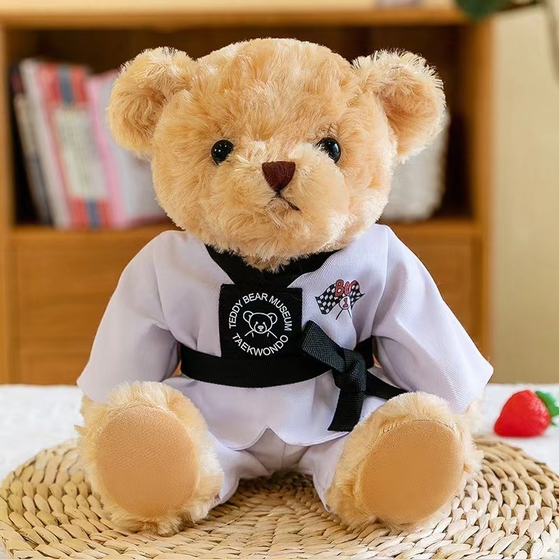 Taekwondo medvjed – plišana lutka, punilo PP pamuk, prilagodba logotipa OEM, za dobnu skupinu 15-35