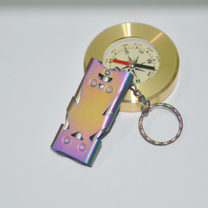 Fluier de antrenament din oțel inoxidabil, cu 3 găuri, design cu trei țevi, sunet înalt