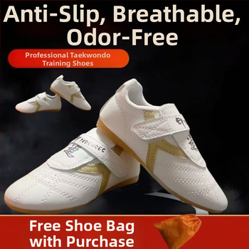 Taekwondo edzőcipő felnőtteknek (férfiak) + légáteresztő, könnyű, csúszásmentes + Felsőrész: szintetikus bőr; Talp: TPR; Beltéri fitnesz cipő