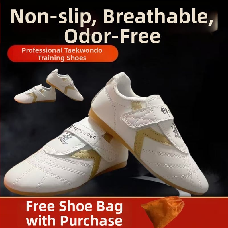 Taekwondo edzőcipő felnőtteknek (férfiak) + légáteresztő, könnyű, csúszásmentes + Felsőrész: szintetikus bőr; Talp: TPR; Beltéri fitnesz cipő
