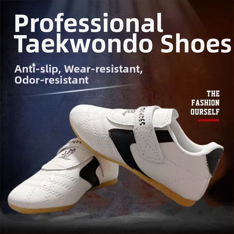 Taekwondo edzőcipő felnőtteknek (férfiak) + légáteresztő, könnyű, csúszásmentes + Felsőrész: szintetikus bőr; Talp: TPR; Beltéri fitnesz cipő