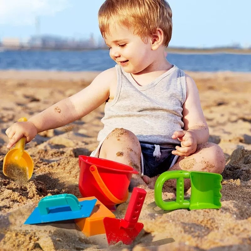 Plaža igračkice za bebe: ABS set za igru u pijesku i vodi, za dob 0–3 godina, s mrežastom torbom