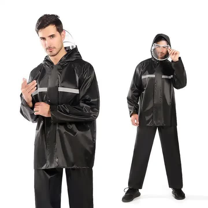 Set kišnog kaputa i hlača, debeli reflektirajući materijal, za dostavljače, razdijeljeni stil za biciklizam i planinarenje, cjelovito teški kišni kaput
