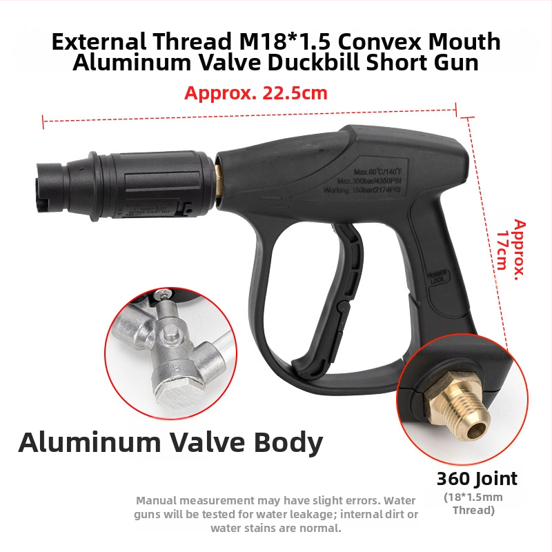 Vysokotlaková hlava pištole na umývanie áut, typ 380/58, plastová rukoväť, hmotnosť 250 g