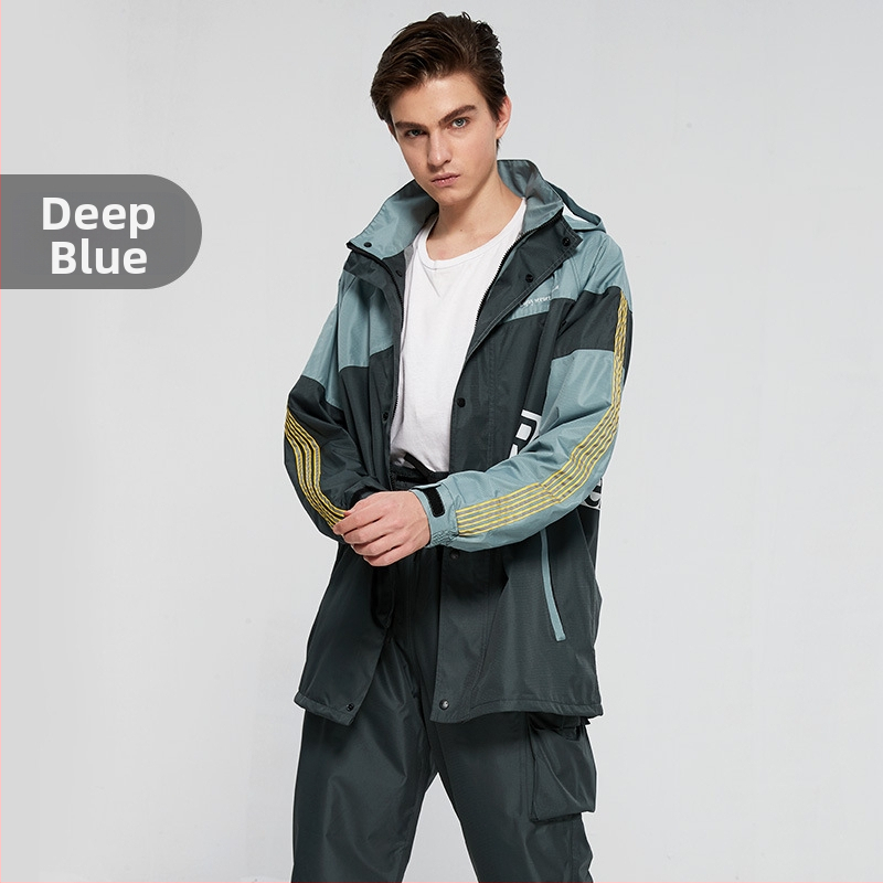 Podijeljeni set kišnog kaputa i hlača, dugi vodootporni pončo za odrasle, pogodan za motocikl/električno vozilo (Stil: Podijeljeni; Tkanina: Chunya Spinning; Vodootporan sloj: Pu ljepilo; Kategorija: Pončo)