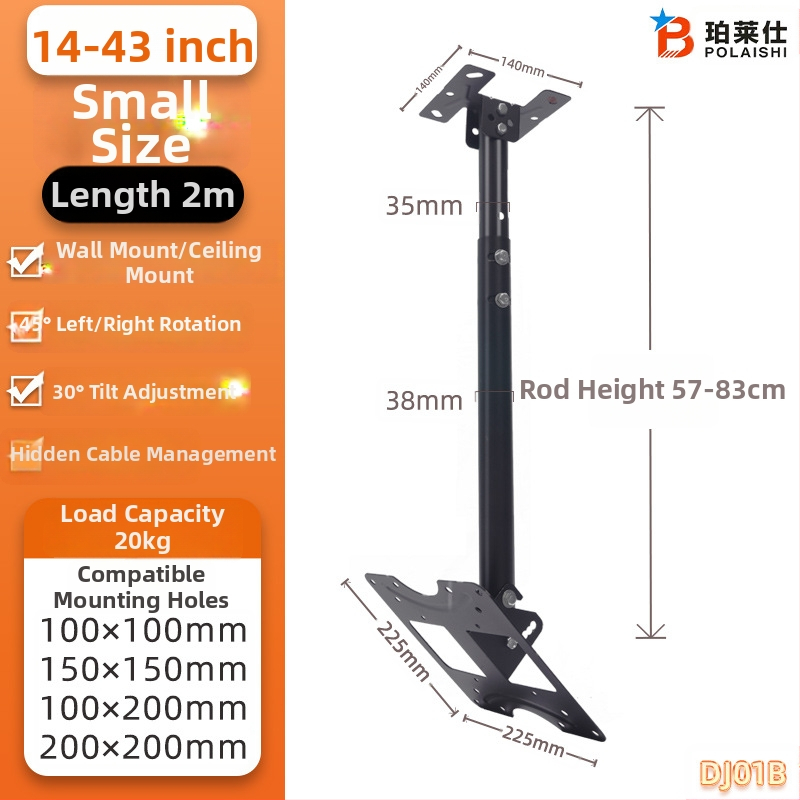 Rotirajući stropni nosač LCD TV, model DJ01, materijal: hladno valjani čelik, težina 2 kg, pogodan za plosne televizore