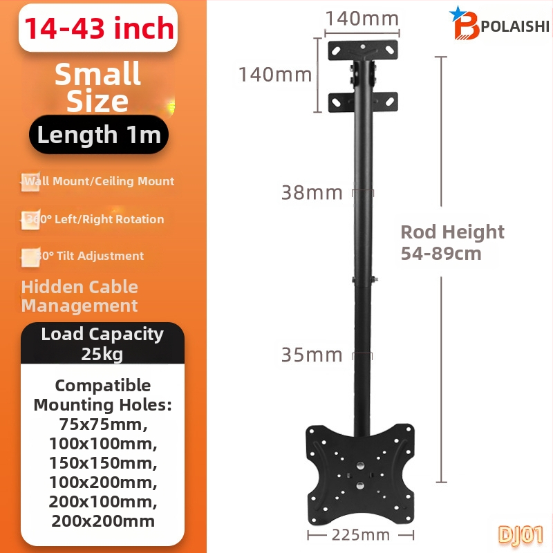 Rotirajući stropni nosač LCD TV, model DJ01, materijal: hladno valjani čelik, težina 2 kg, pogodan za plosne televizore