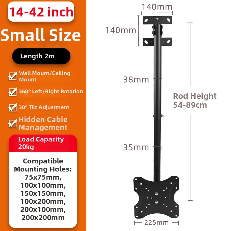 Rotirajući stropni nosač LCD TV, model DJ01, materijal: hladno valjani čelik, težina 2 kg, pogodan za plosne televizore