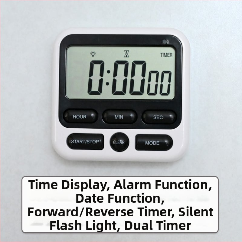 Χρονόμετρο κουζίνας με συναγερμό, ψηφιακή οθόνη LCD, ηλεκτρονικός μηχανισμός, τετράγωνος ABS περίβλημα, τροφοδοσία με μπαταρίες