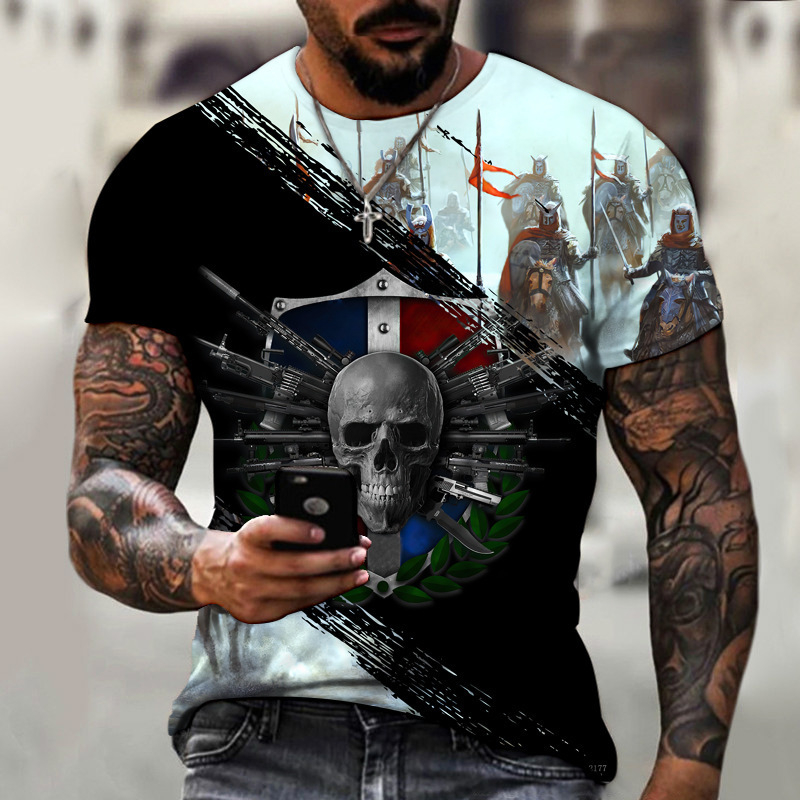 Majica s 3D digitalnim otiskom, retro-etnički uzorak, opuštena silueta, okrugli izrez, materijal mliječne svile