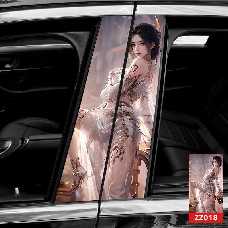 Autocolant pentru stâlpul B al mașinii, design cartoon, adeziv, personalizabil