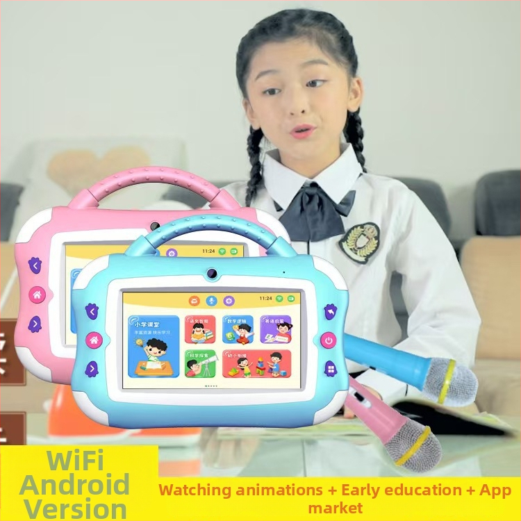 Gyermekek számára készült korai nevelési tablet videó történetekkel, érintőképernyővel és letölthető tartalommal — 8GB+ memória, újratölthető Li-ion akkumulátor, Wi‑Fi, MP3 lejátszás, 4–6 éveseknek