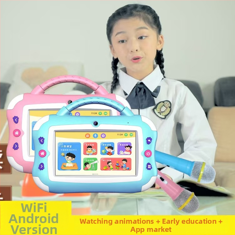 Gyermekek számára készült korai nevelési tablet videó történetekkel, érintőképernyővel és letölthető tartalommal — 8GB+ memória, újratölthető Li-ion akkumulátor, Wi‑Fi, MP3 lejátszás, 4–6 éveseknek