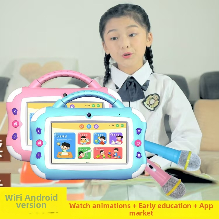 Gyermekek számára készült korai nevelési tablet videó történetekkel, érintőképernyővel és letölthető tartalommal — 8GB+ memória, újratölthető Li-ion akkumulátor, Wi‑Fi, MP3 lejátszás, 4–6 éveseknek
