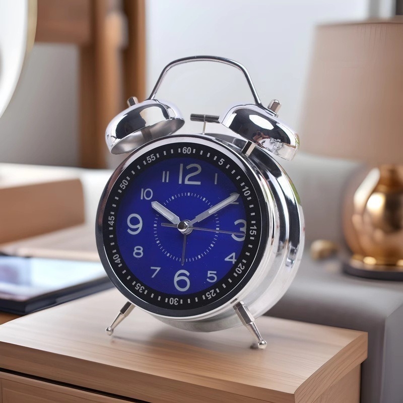 Ρολόι αφύπνισης με μεταλλικό περίβλημα και καντράν, LCD οθόνη και αναλογικά χέρια, κίνηση Aishida, τροφοδοτούμενο με μπαταρία, ομαλή κίνηση δευτερολέπτου