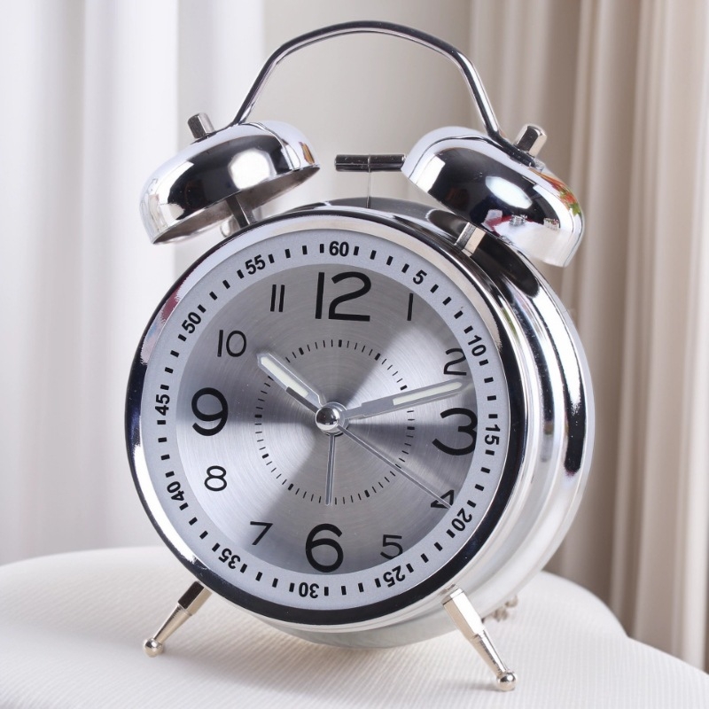 Ρολόι αφύπνισης με μεταλλικό περίβλημα και καντράν, LCD οθόνη και αναλογικά χέρια, κίνηση Aishida, τροφοδοτούμενο με μπαταρία, ομαλή κίνηση δευτερολέπτου