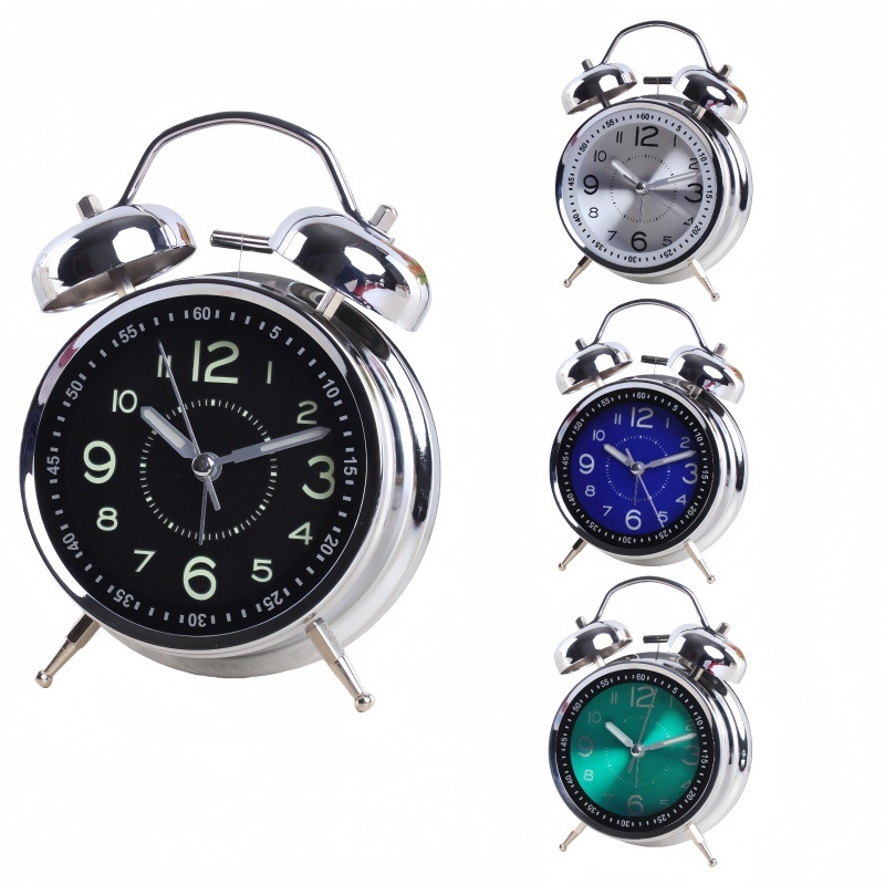 Ρολόι αφύπνισης με μεταλλικό περίβλημα και καντράν, LCD οθόνη και αναλογικά χέρια, κίνηση Aishida, τροφοδοτούμενο με μπαταρία, ομαλή κίνηση δευτερολέπτου