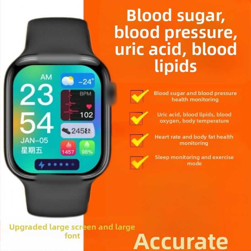 Έξυπνο ρολόι Watch92025 — Μη επεμβατική μέτρηση γλυκόζης αίματος, αρτηριακή πίεση, ρυθμός σφυγμών, λιπίδια του αίματος, ουρικό οξύ