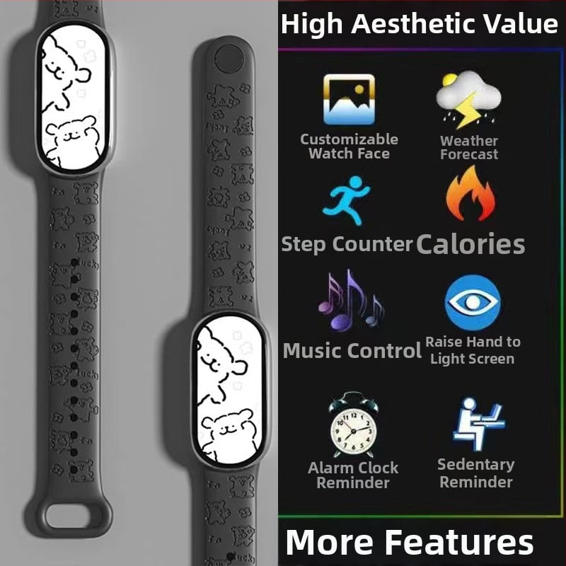 Πολυλειτουργικός αθλητικός ρολόι με γραμμικό σχεδιασμό και έξυπνο βραχιόλι: βηματομέτρηση, μέτρηση παλμών, αρτηριακή πίεση, παρακολούθηση ύπνου, κλήσεις Bluetooth