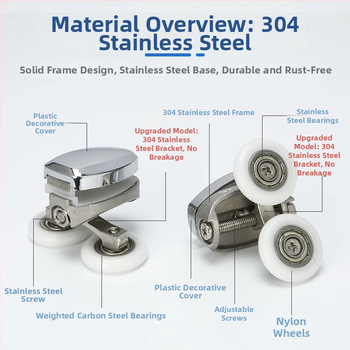 Sada hardvéru pre posuvné dvere do sprchy — oblúková trať, 304 nerezová oceľ, presné liatie, moderný štýl