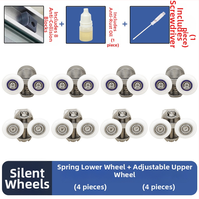 Sada hardvéru pre posuvné dvere do sprchy — oblúková trať, 304 nerezová oceľ, presné liatie, moderný štýl