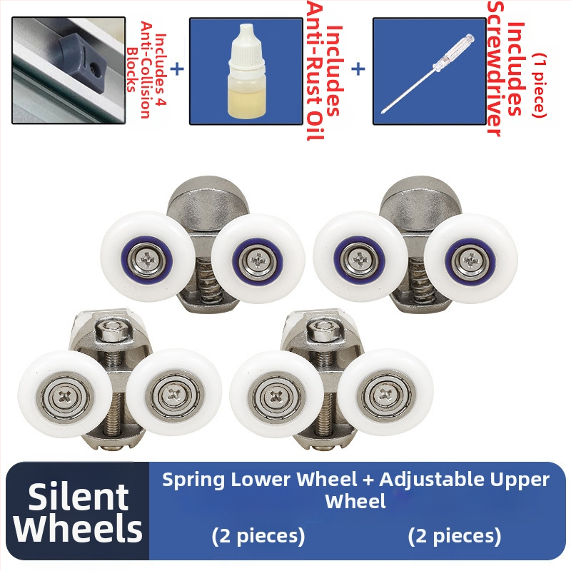 Sada hardvéru pre posuvné dvere do sprchy — oblúková trať, 304 nerezová oceľ, presné liatie, moderný štýl