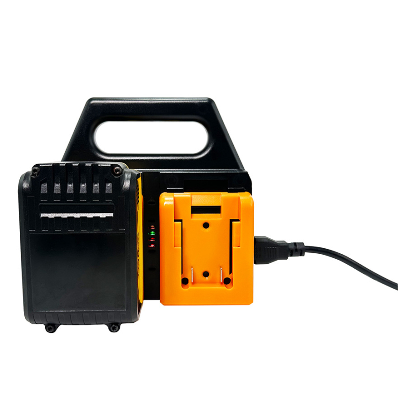 DEWALT Držač za baterije i punjač — dvostruka funkcija prijenosnog držača baterija; Ulaz 100-240V/50-60Hz, Izlaz 4A, CE potvrda, Serija: DEWALT Battery Storage Rack + Charging Function, Za bateriju
