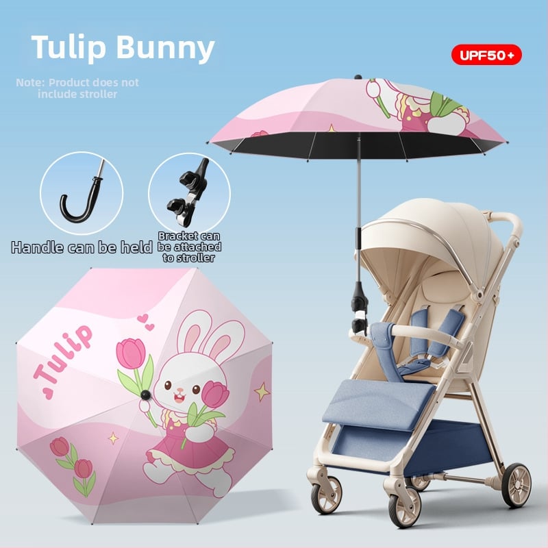 Ομπρέλα καροτσιού για ήλιο/βροχή, αναδιπλόμενη, υπερ-ελαφριά, με 8 ακτίνες, χειροκίνητο άνοιγμα-κλείσιμο