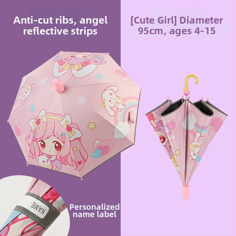 Umbrelă pentru copii cu design desen animat, deschidere automată, cadru cu 8 arcuri, țesătură 190T vinil, imprimare logo, personalizare disponibilă