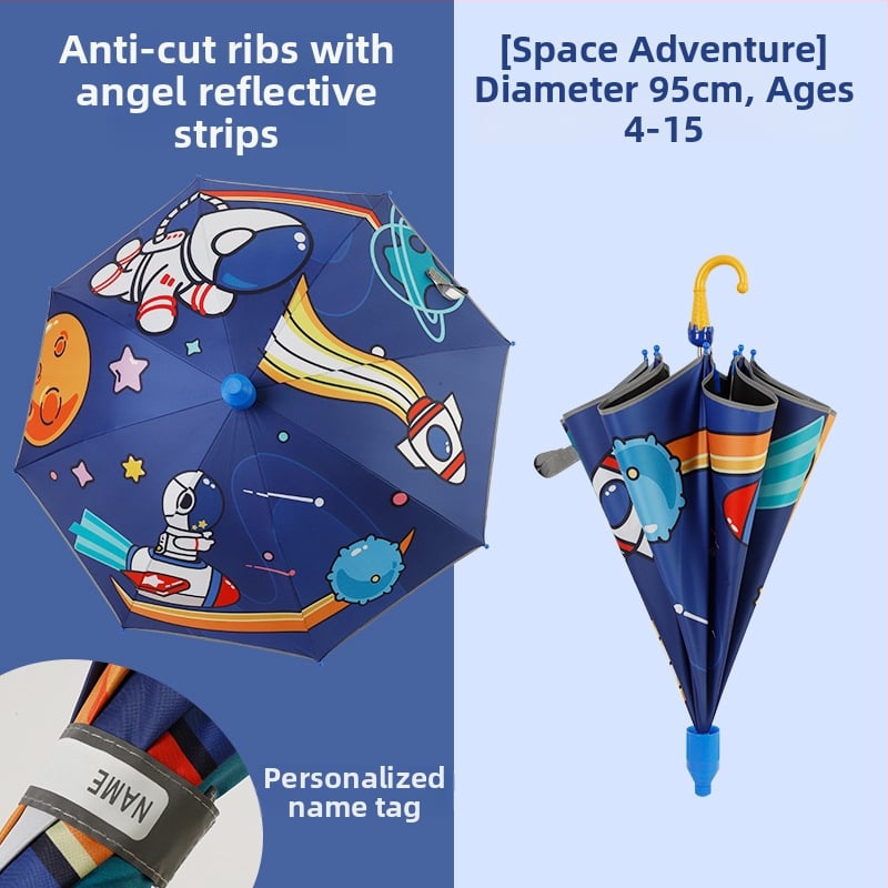 Umbrelă pentru copii cu design desen animat, deschidere automată, cadru cu 8 arcuri, țesătură 190T vinil, imprimare logo, personalizare disponibilă