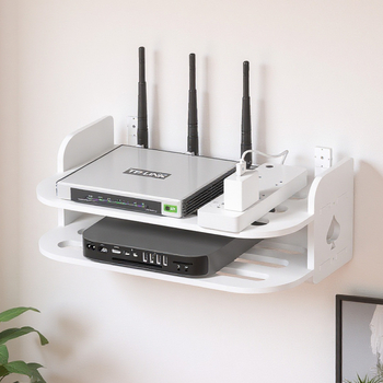 Raft montat pe perete pentru router și stocare WiFi, poliță cu 2 etaje pentru set-top box
