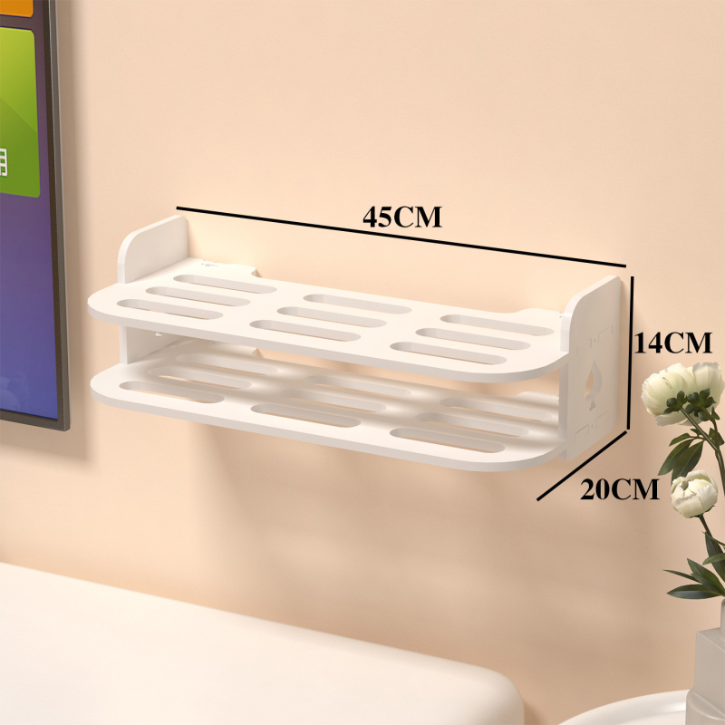 Raft montat pe perete pentru router și stocare WiFi, poliță cu 2 etaje pentru set-top box