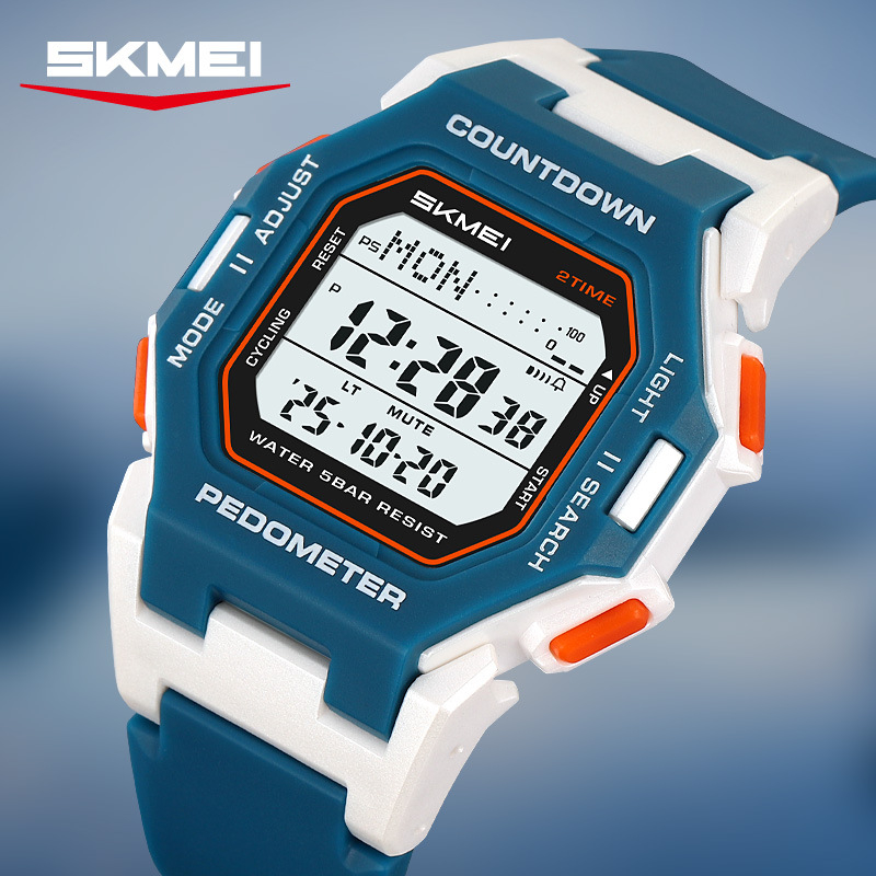 Skmei višefunkcionalni digitalni sat kvadratnog oblika, za vanjske sportove, vodootporan do 50 m, alarm