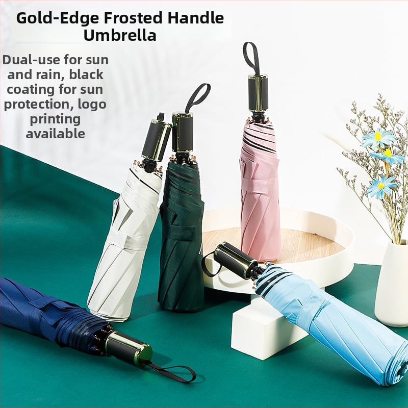 Διαφημιστική αναδιπλούμενη ομπρέλα για ήλιο και βροχή, 8 ράβδες, ύφασμα πολυεστερής 190T, χειροκίνητο άνοιγμα, βάρος 350 g, εκτύπωση λογότυπου με δυνατότητα παραμετροποίησης