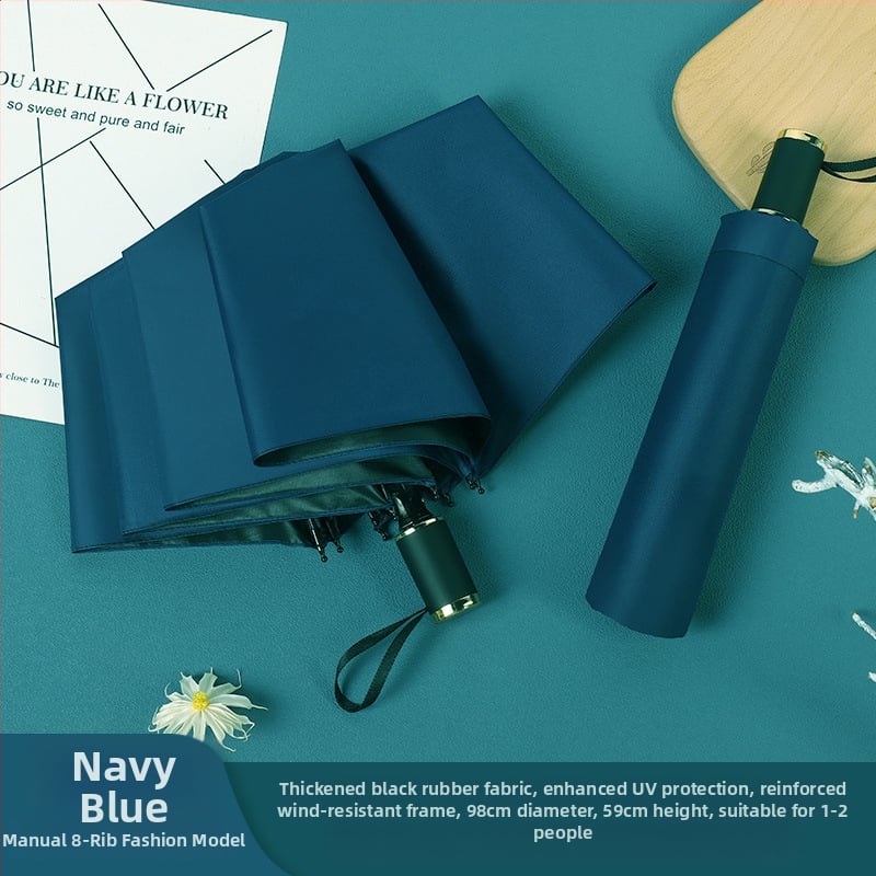 Διαφημιστική αναδιπλούμενη ομπρέλα για ήλιο και βροχή, 8 ράβδες, ύφασμα πολυεστερής 190T, χειροκίνητο άνοιγμα, βάρος 350 g, εκτύπωση λογότυπου με δυνατότητα παραμετροποίησης